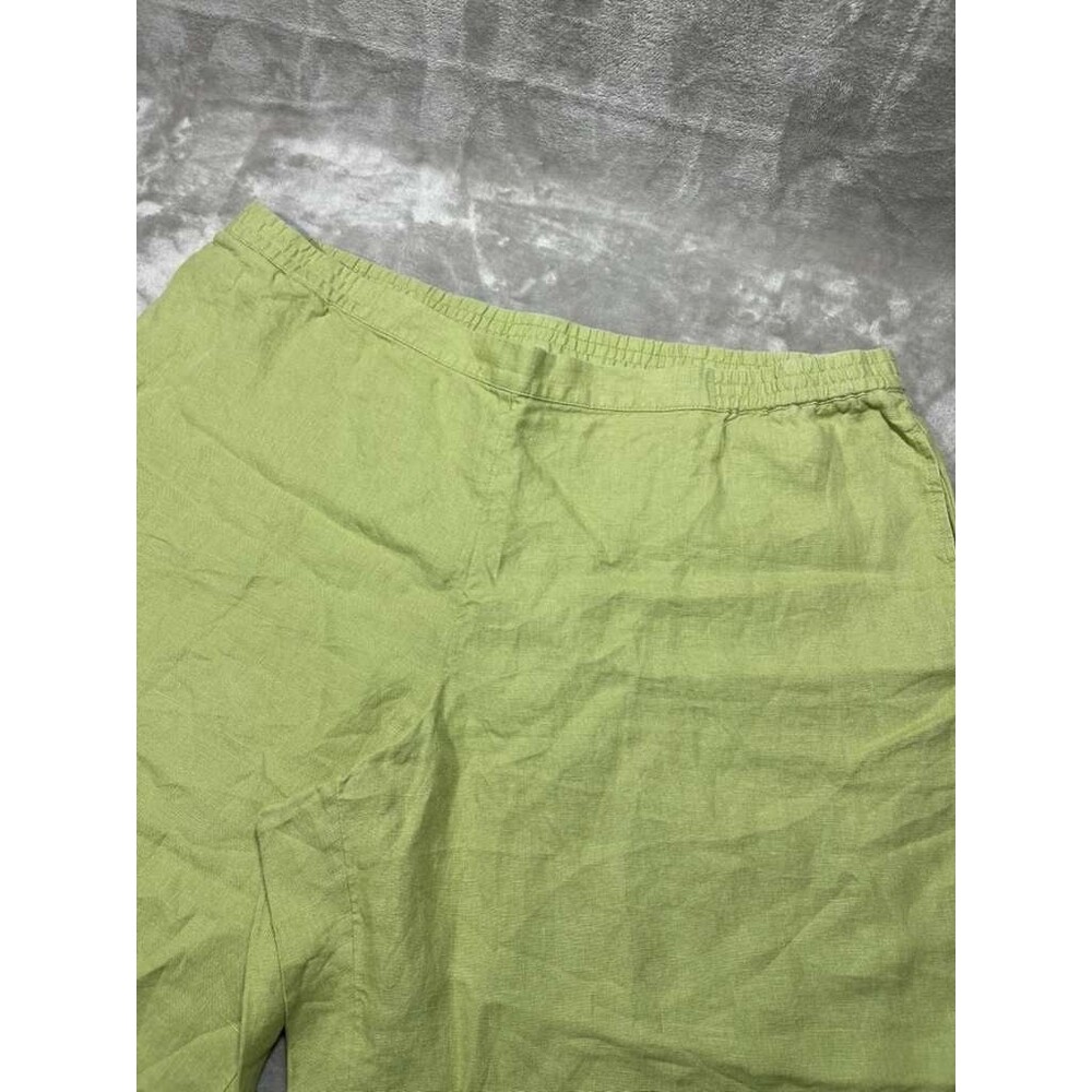 J.Jill Linen Shorts Women's XL Green Pull On Bermuda Casual Preppy Elastic